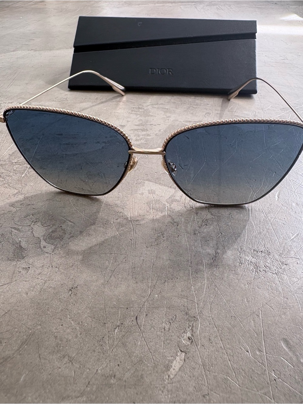 NEW Christian Dior Sunglasses Gold Blue Gradient